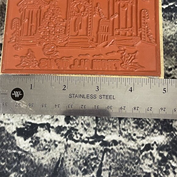 Christmas Outhouses GREETINGS FROM ALL OF US rubber stamp - Picture 7 of 9